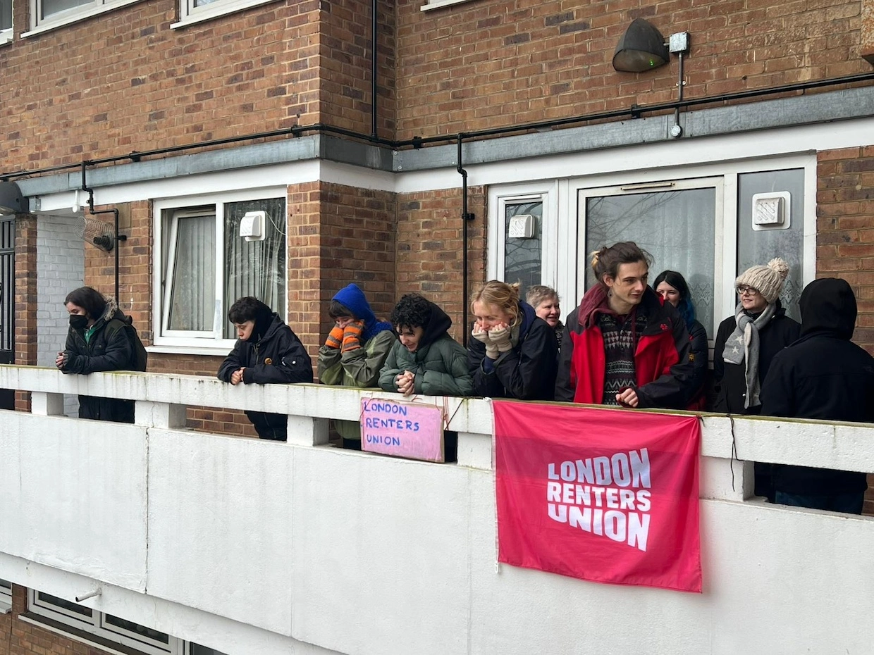 LRU protesters at the property