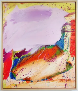 Colourful abstract painting with large strokes