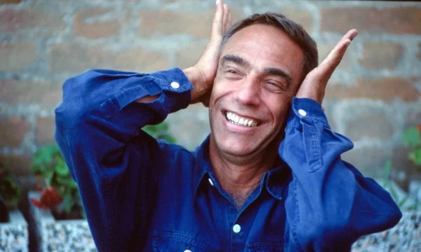 A picture of Derek Jarman smiling during the 1991 Venice Film Festival