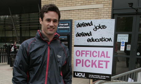 ESOL lecturer Mark Pope 001 ESOL lecturer Mark Pope protesting against the proposed cuts