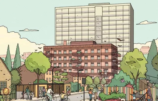 Early designs for new builds in Fellows Court