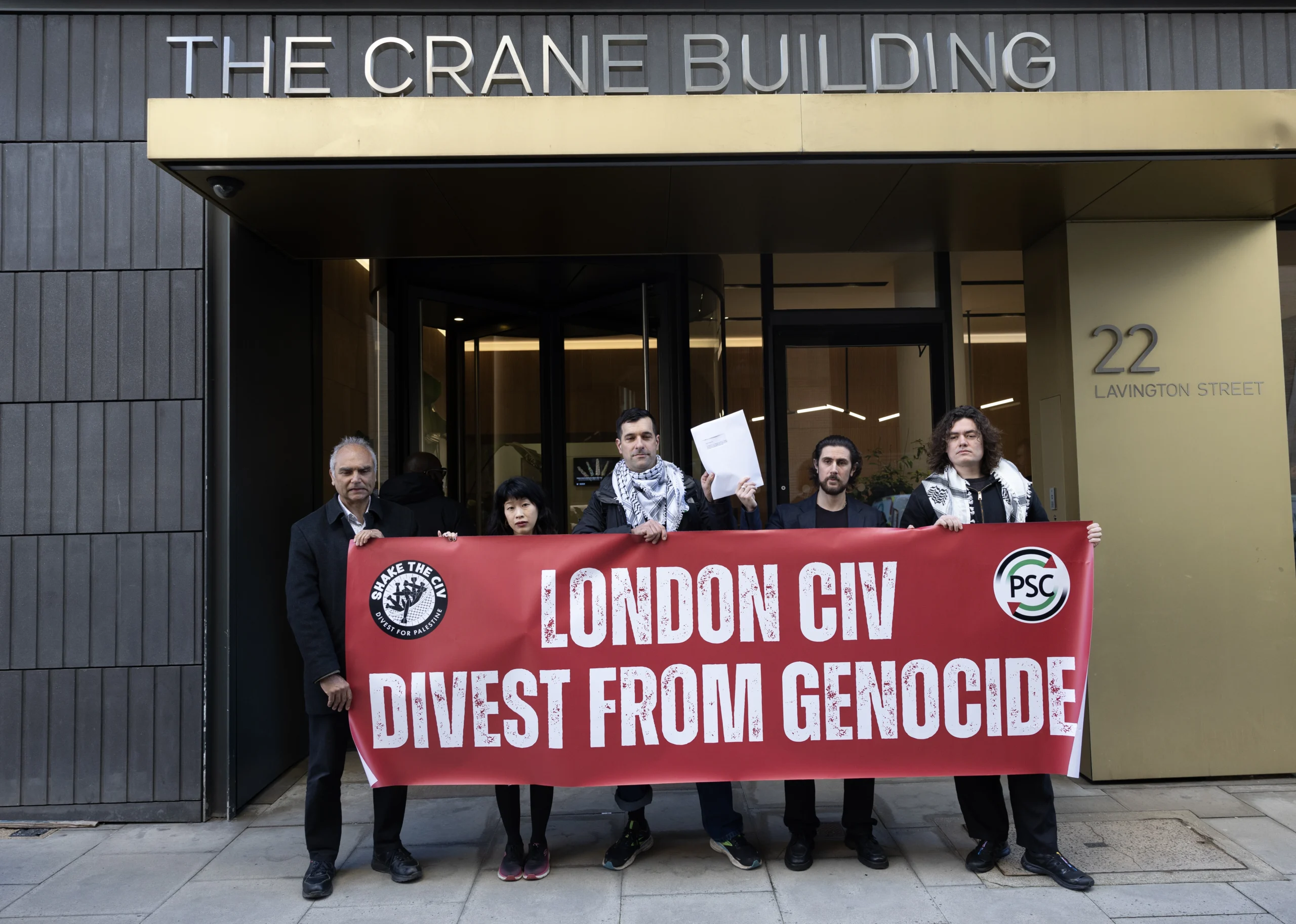London CIV divest from genocide protest