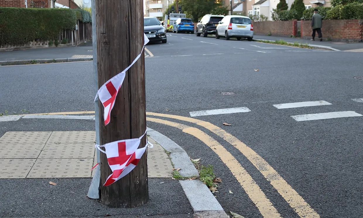 Poles apart: St George's flags in Plaistow, Newham
