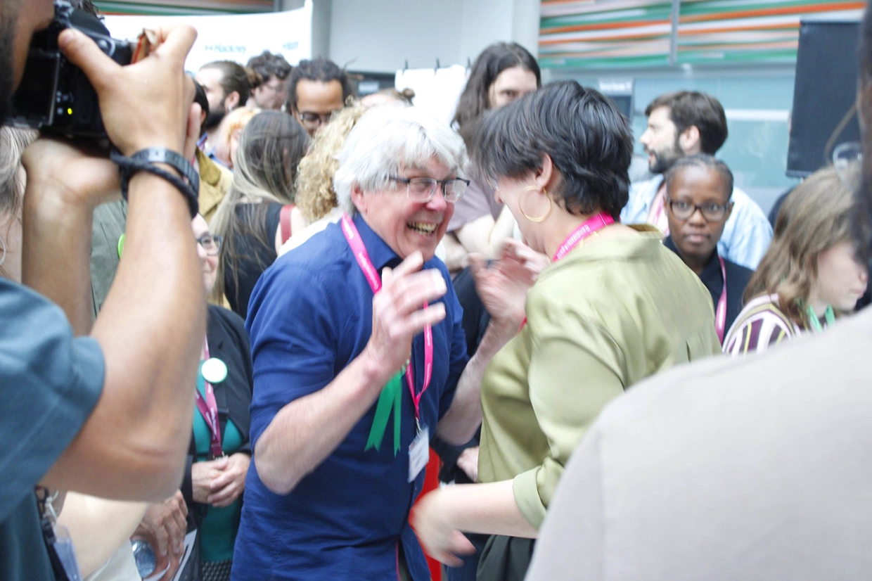 Greens celebrate at the election count