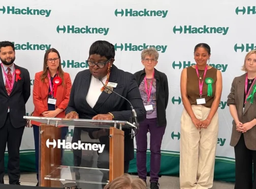 Hackney chief executive Dawn Carter-McDonald declares the results for Hackney Central ward on Friday 8 May 2026