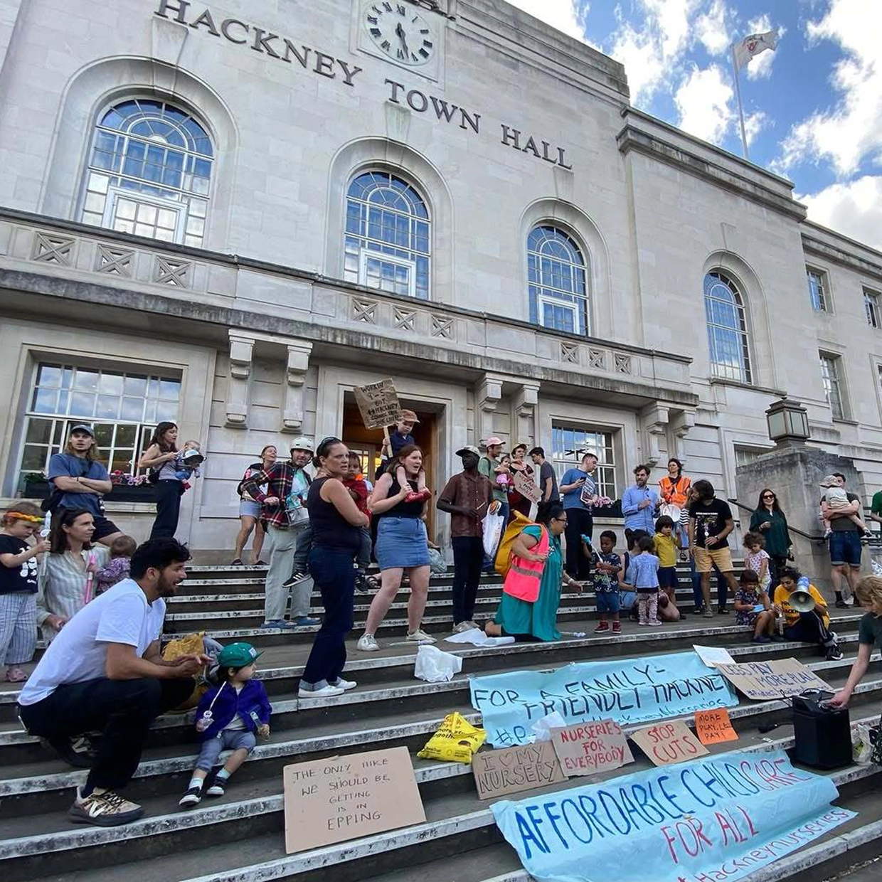 Hackney nurseries campaign at the Town Hall, June 2025