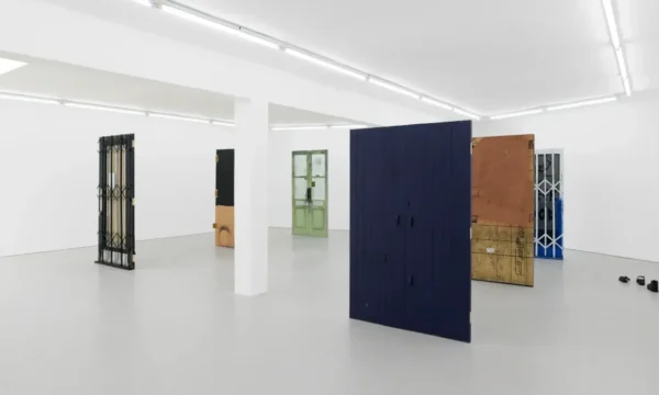 A series of doors featured in Fiona Connor's Closed Down Clubs exhibition