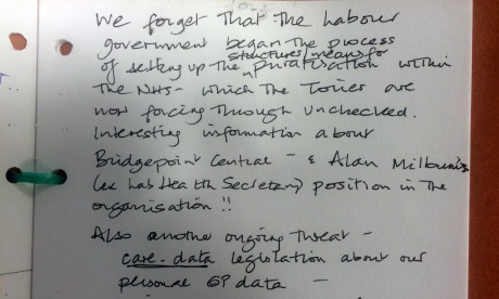 Another view: From the comments book that visitors are invited to contribute to. Photograph: Hackney Citizen