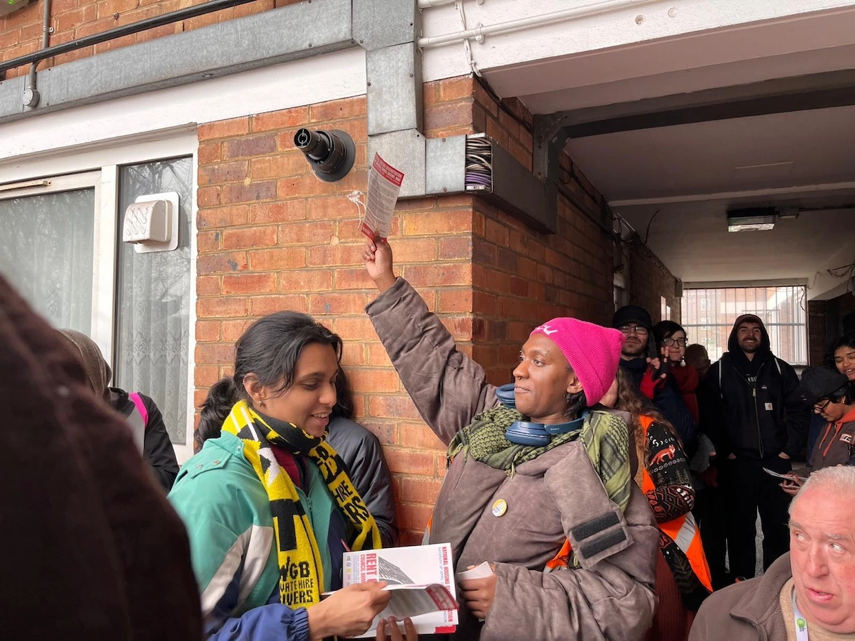 Protest outside house