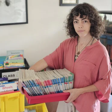 Local parent and Green Party activist Laura-Louise Fairley says she saved thousands of books otherwise destined for landfill