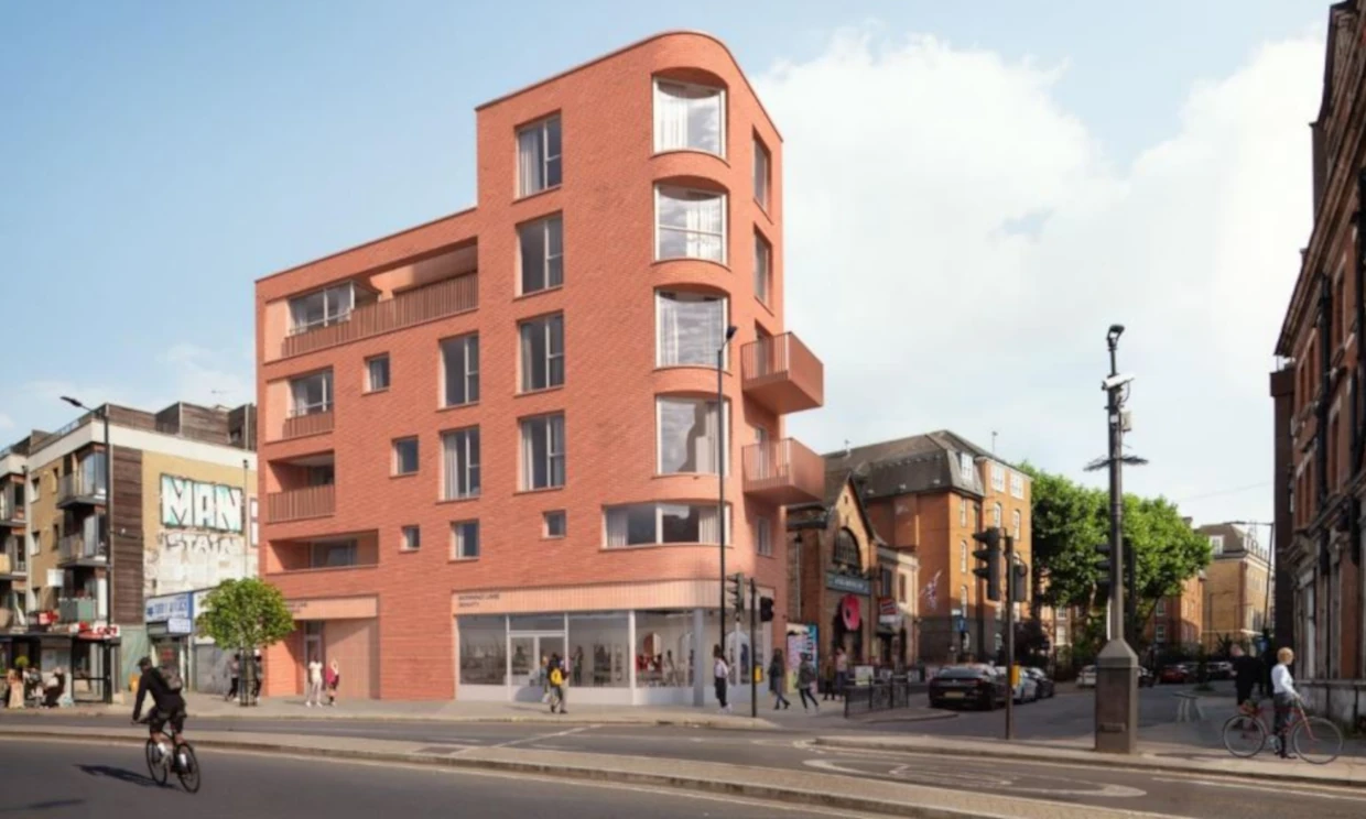 A CGI mockup for plans for a large residential flats building.