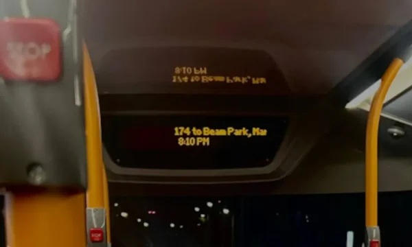 Photo of the interior of a bus