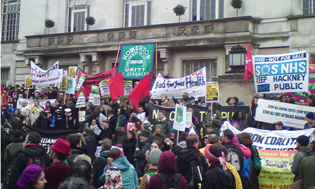 Protest against the cuts Hackney Town Hall 19 Feb 2011 006 Protestors against the cuts outside Hackney Town Hall last Saturday, 19 February. Photo: Hackney Alliance