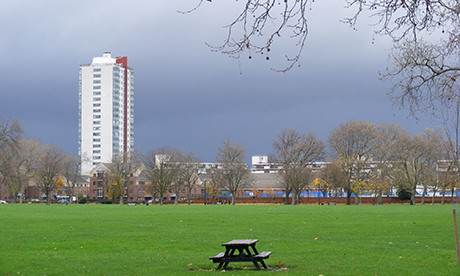 View of former Downsview Primary School site and Seaton Point tower on the left. Photograph: Sludge G (Creative Commons)