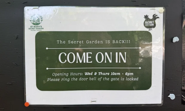St Mary's Secret Garden sign