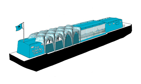 The Floating Cinema illustration 006 The Floating Cinema: portable public art for East London's waterways. Illustration: Up Projects