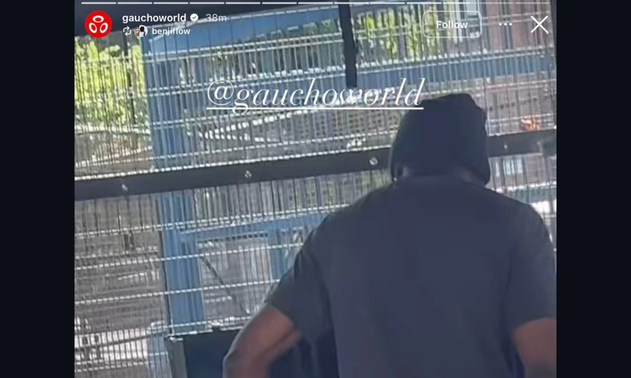 A screenshot of an instagram story that shows a man appearing to DJ. The post is by benjiflow and reposted by Gauchoworld