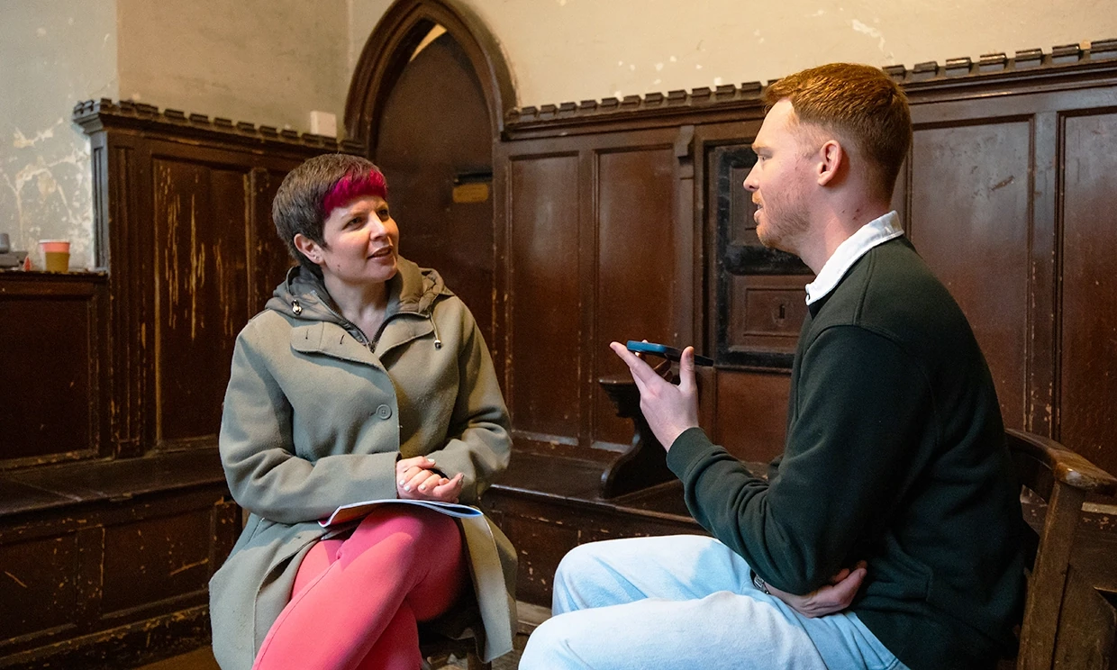 Zoë Garbett talks to reporter Patrick Cardwell