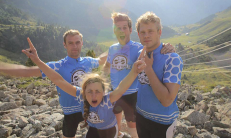 Members of the Beat 'n' Trail team celebrate reaching Croatia. Photograph: The Steve Reid Foundation
