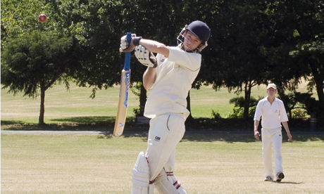 cricket comeback bouncer 006 High and dry: London Fields opening batsman Robin Friend fends away a short-pitched delivery at a parched Springfield Park. Photo: Stuart York