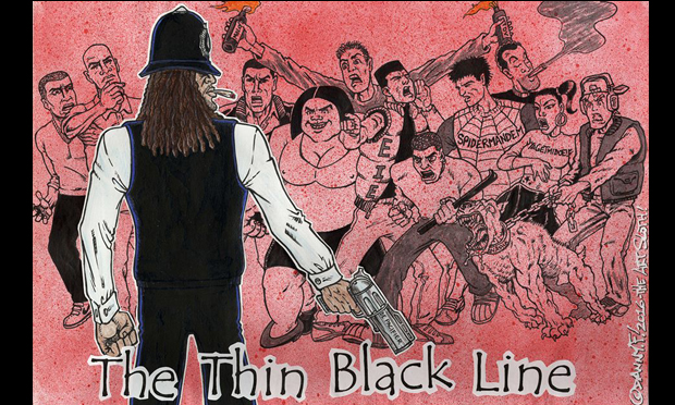Scotland Yardie (one of the characters from Skank magazine and the subject of a new graphic novel) as drawn by Perspectives participant Danny F. Image courtesy of the artist