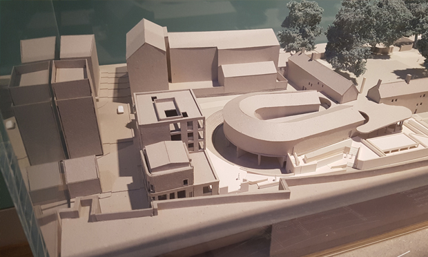 The scale model of the renovated Geffrye, facing the planned new Hoxton Overground station entrance.