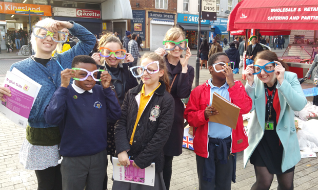 A Hackney Pirates trip to Ridley Road market, complete with 'future glasses.' Photograph: Hackney Pirates