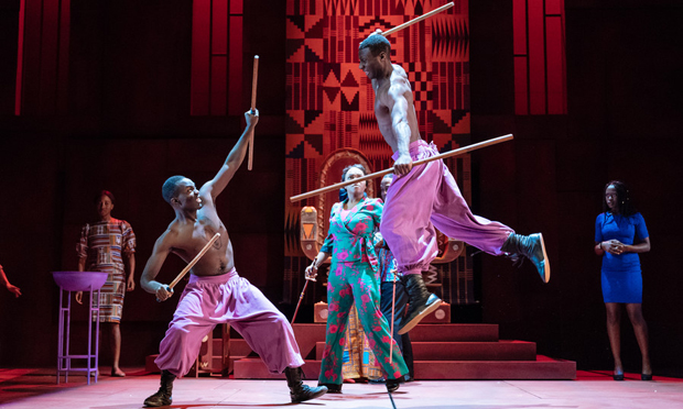 'Chest-baring ceremonial battle': Hamlet, (left) and Laertes (right) clash. Photograph: Manuel Harlan (c) RSC