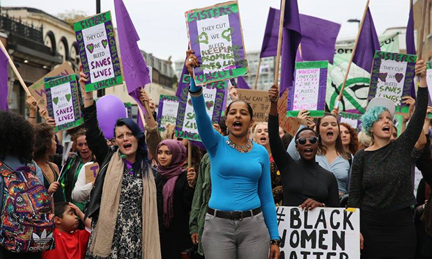Marching on the Town Hall. Photograph: Sisters Uncut