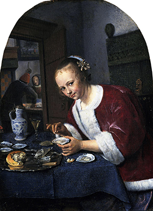Banquet: Girl eating oysters (c.1660) by Jan Steen