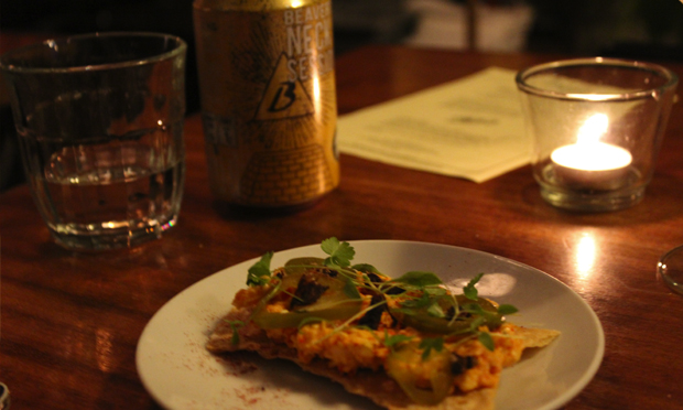 Smokey Pimento Cheese on Benne Crackers
