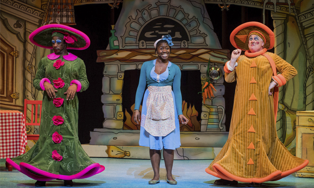 Kat B (left) and Aisha Jawando (middle) in Cinderella, which is at Hackney Empire until 31 December Photograph: Robert Workman