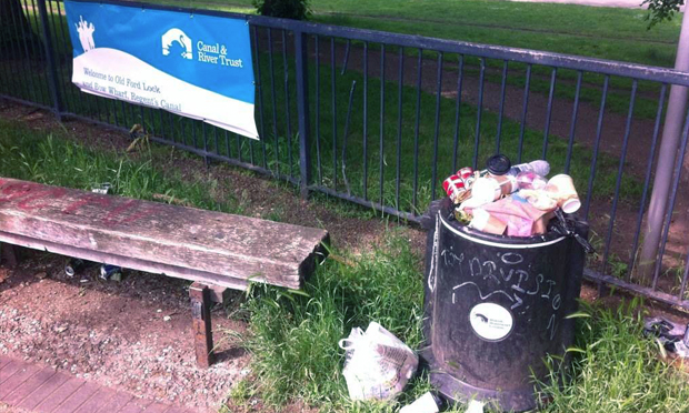 Endangered: a full bin on Regent's Canal. Photograph: National Bargee Travellers Association
