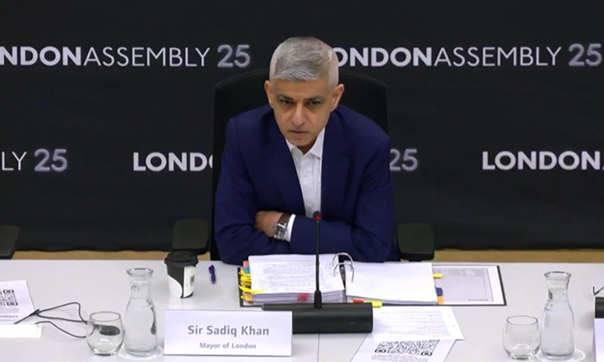 Sadiq Khan sat at an interview desk