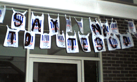 say no to tesco 001 Tesco bags spell out the message Photo: © Tessa Hart