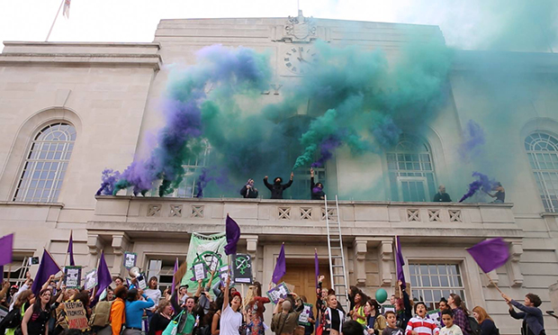 Sunday's protest by Sisters Uncut. Photograph: Sisters Uncut