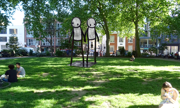 Intimacy: a mock-up of how Holding Hands will look once erected. Photograph: Hackney Council
