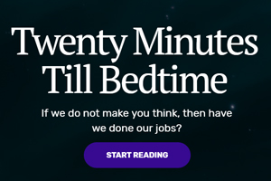 Thoughtful: the site's splash screen
