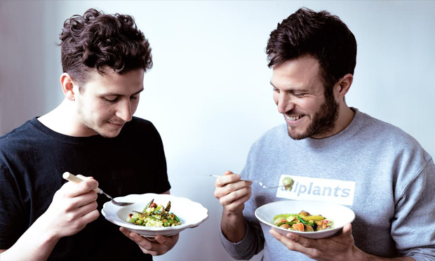 The guys from AllPlants enjoy some of their pre-made vegan dinners